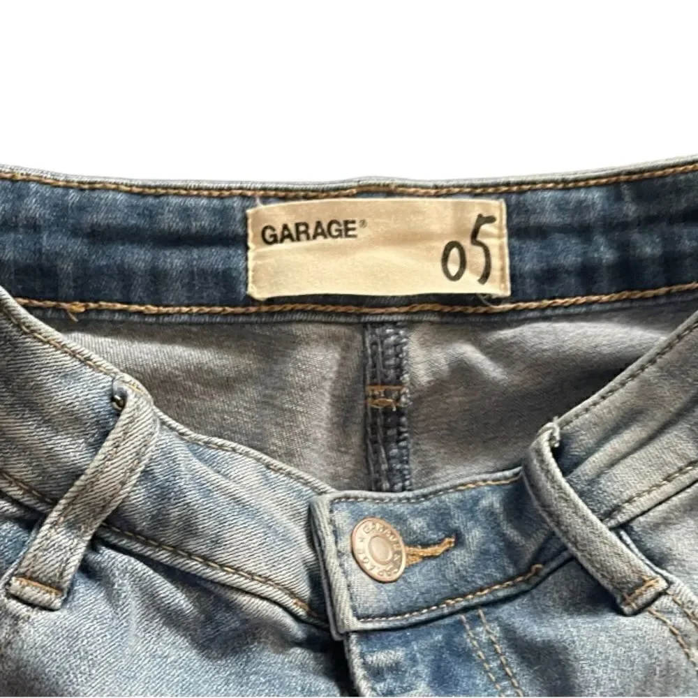 Garage Light Wash Distressed Faded High Rise Skinny Leg Denim Jeans SZ 5 26x28